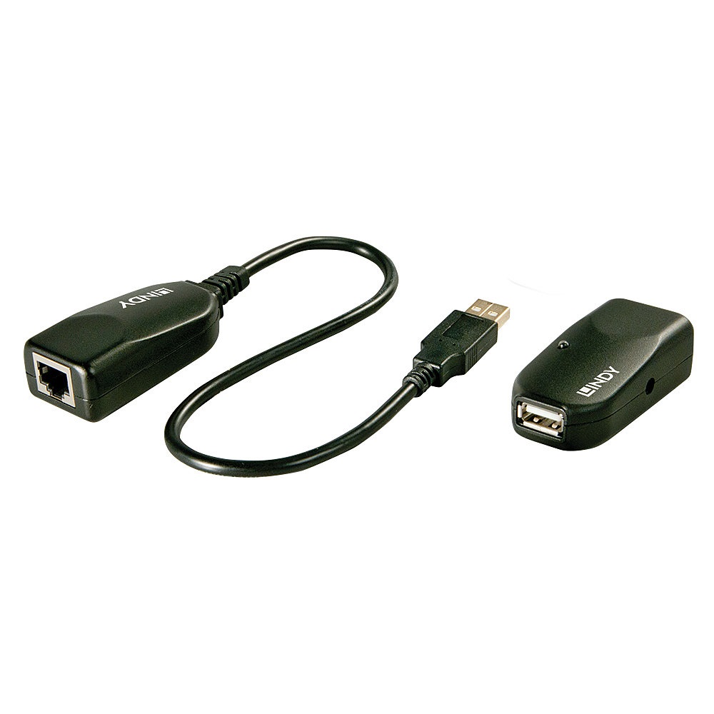 LINDY Extender USB 2.0 CAT5 50m - Trasmettitore e Ricevitore per Periferiche USB a Distanza