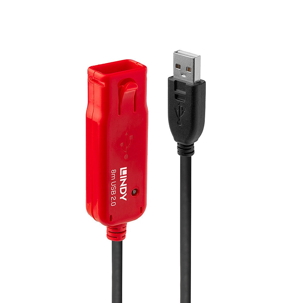 Lindy Cavo Prolunga Attiva USB 2.0 Pro, 8m - Nero, Fino a 60m di Distanza, Certificato CE, RoHS