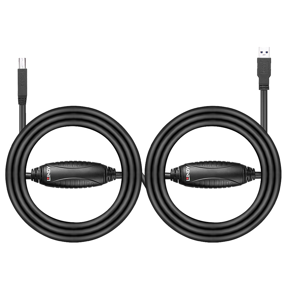 Lindy Cavo Attivo USB 3.2 Gen 1 (3.1 Gen 1) 10 m USB A a USB B Nero - Velocità fino a 5Gbps