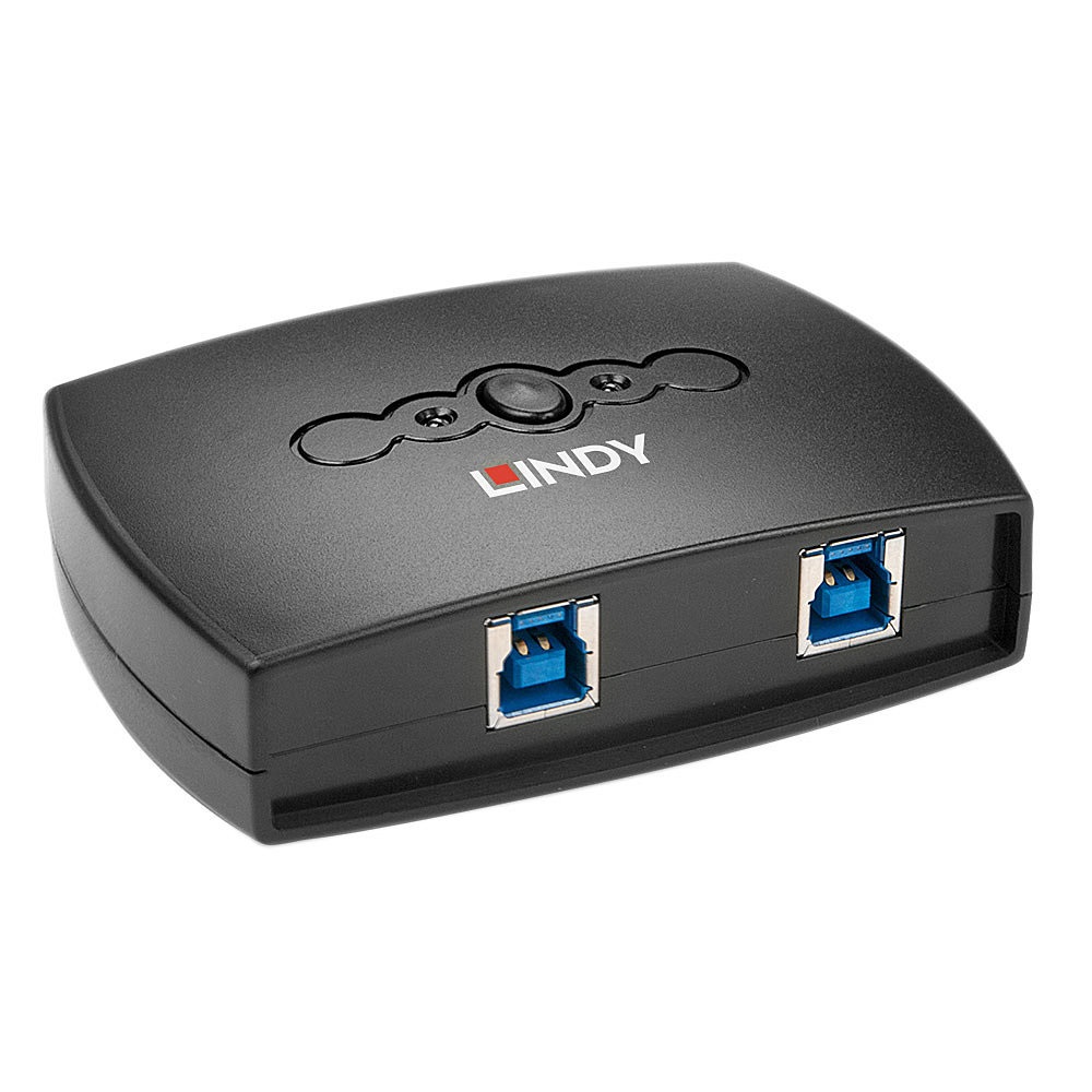 LINDY 43141 - Switch USB 3.0 a 2 porte per condivisione tra 2 computer, velocità fino a 5 Gbps