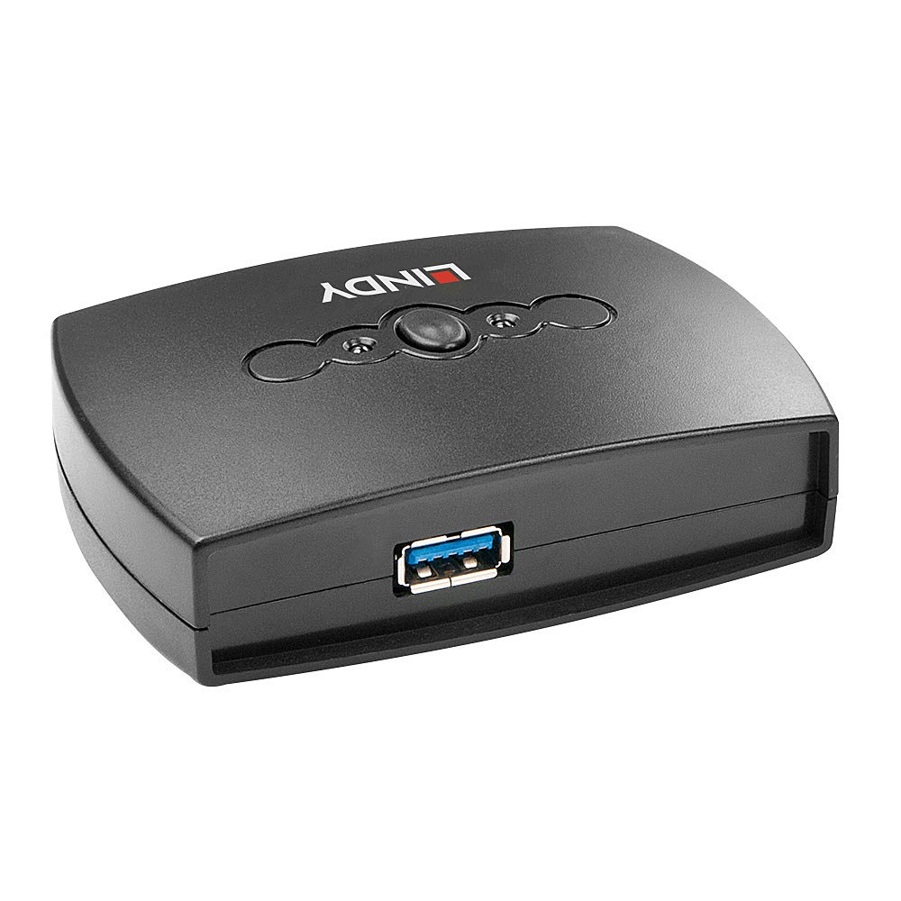 LINDY 43141 - Switch USB 3.0 a 2 porte per condivisione tra 2 computer, velocità fino a 5 Gbps