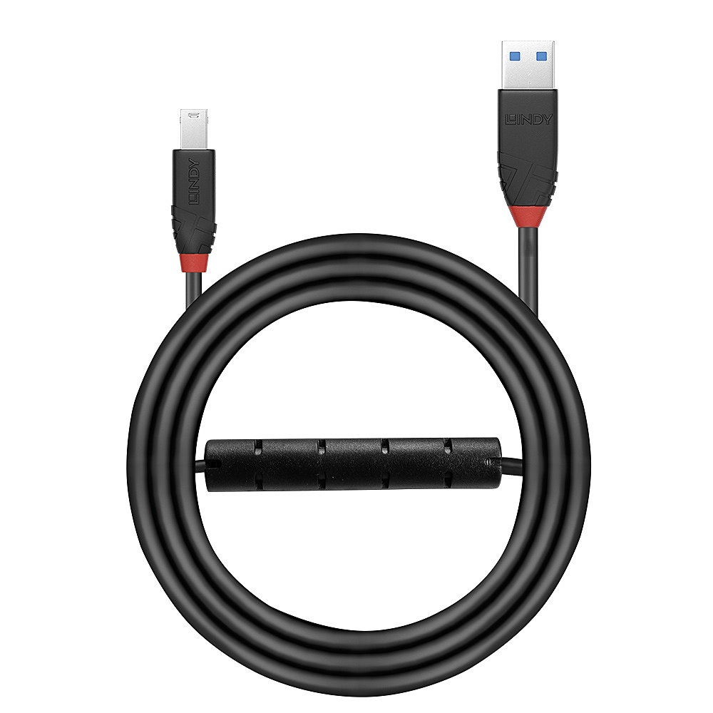Lindy Cavo USB 3.2 Gen 1 (3.1 Gen 1) Attivo Slim 10 m USB A USB B Nero - Velocità fino a 5 Gb/s