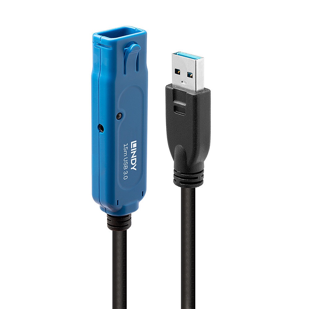 Lindy Prolunga Attiva USB 3.0 15 m - Cavo USB 43229, Velocità fino a 5 Gbps, Nero