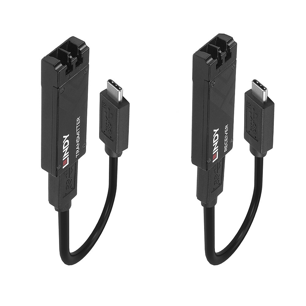LINDY 43312 Ricevitore e Trasmettitore di Rete - Distanza 100m, Velocità 10Gbps, USB 3.2 Type-C, Nero
