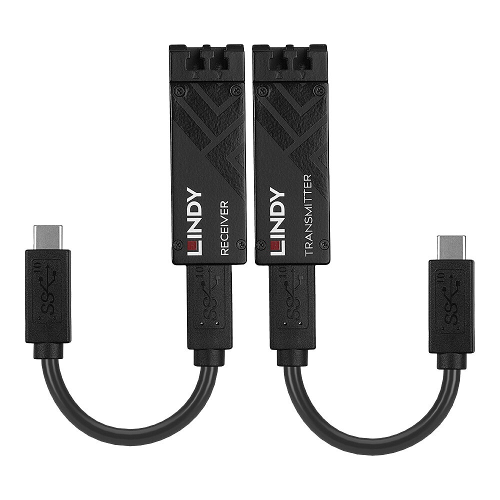 LINDY 43312 Ricevitore e Trasmettitore di Rete - Distanza 100m, Velocità 10Gbps, USB 3.2 Type-C, Nero