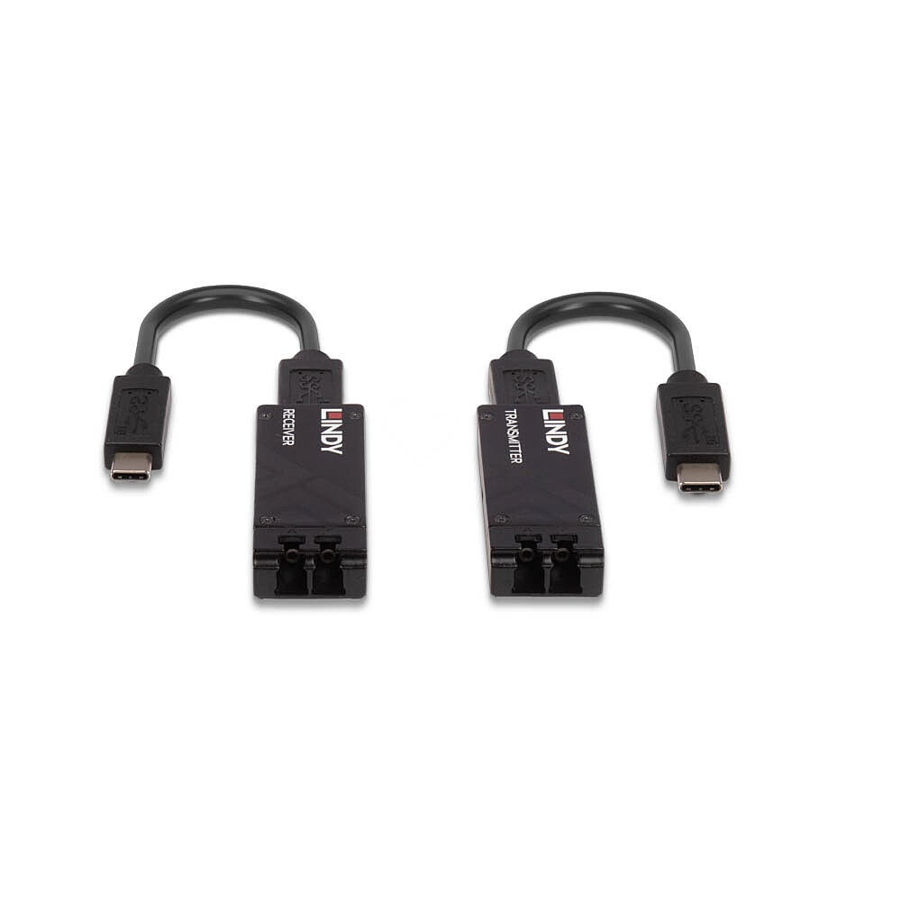 LINDY 43312 Ricevitore e Trasmettitore di Rete - Distanza 100m, Velocità 10Gbps, USB 3.2 Type-C, Nero