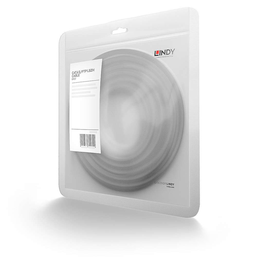 Lindy Cavo di Rete Cat.6 S/FTP Grigio 60m - Larghezza di banda fino a 250MHz, supporto fino a 1GBase-T, design snagless