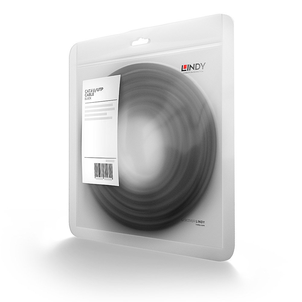 LINDY Cavo di Rete Cat.6 U/UTP Nero 0,5m con Connettori RJ-45