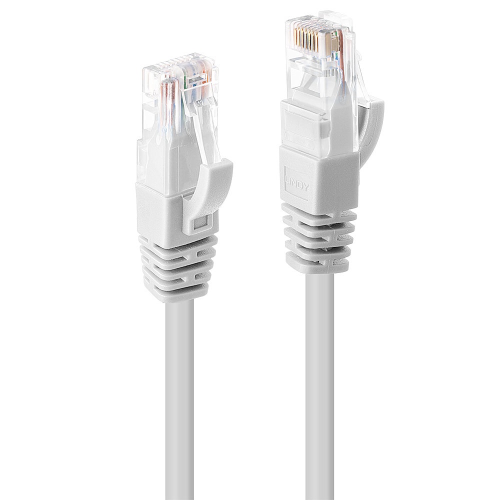 Lindy Cavo di Rete U/UTP Cat.6 Bianco, 3m con connettori RJ-45