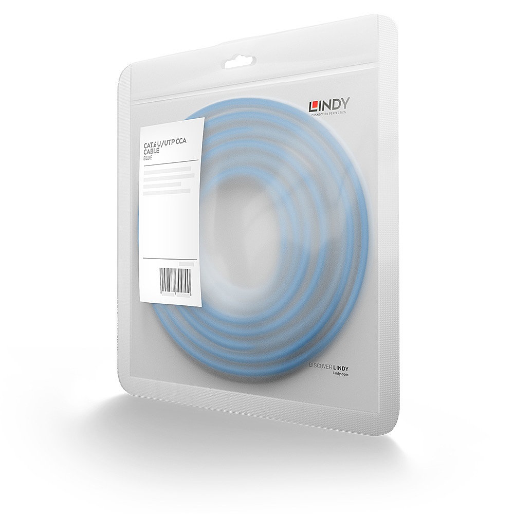 Lindy Cavo di Rete Cat.6 U/UTP Blu, 0.3m, Connettori RJ-45, Guaina in PVC