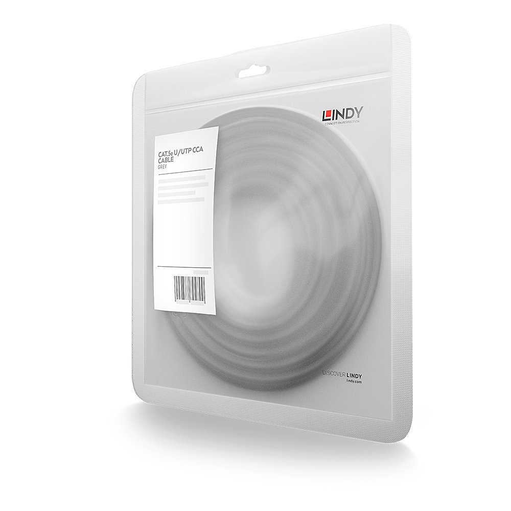 Lindy 48404 Cavo di Rete Cat5e U/UTP Grigio 5 m RJ-45 Maschio/Maschio 100MHz
