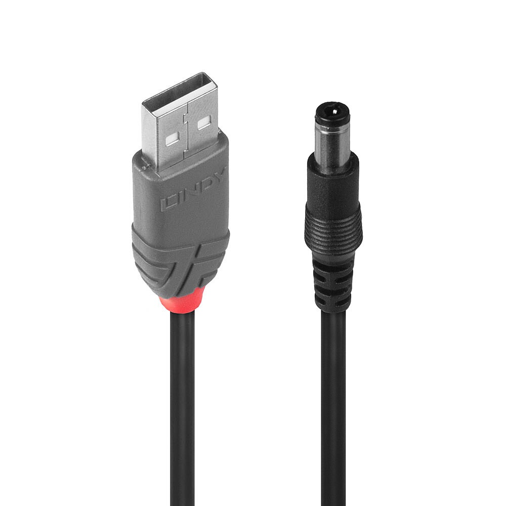 Lindy 70267 Cavo USB 2.0 1,5 m - USB A Maschio a DC Maschio (5.5mm/2.5mm) - Nero