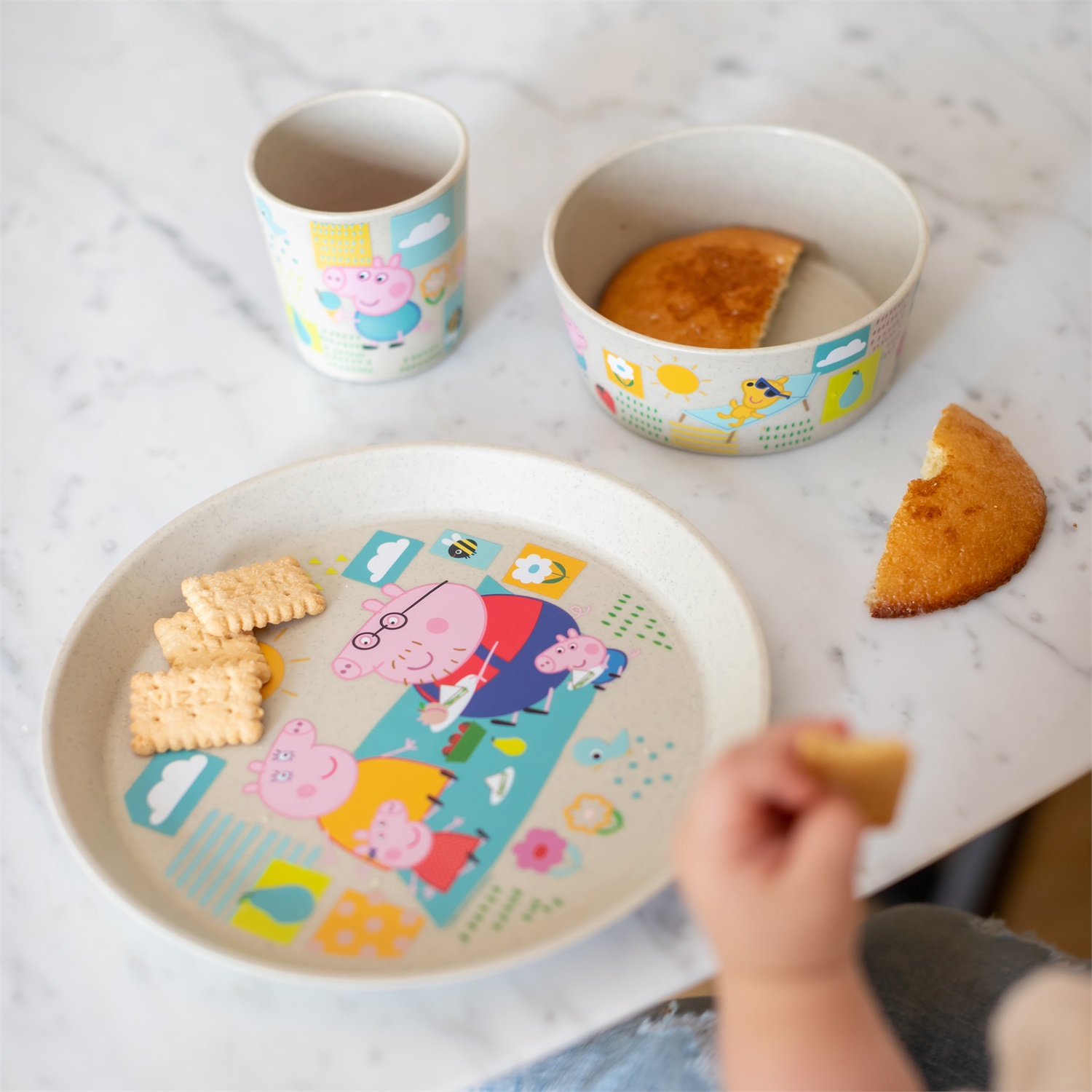 Koziol Set di Stoviglie per Bambini Connect Peppa Pig - 3 Piatti, Ciotola e Tazza Riutilizzabili