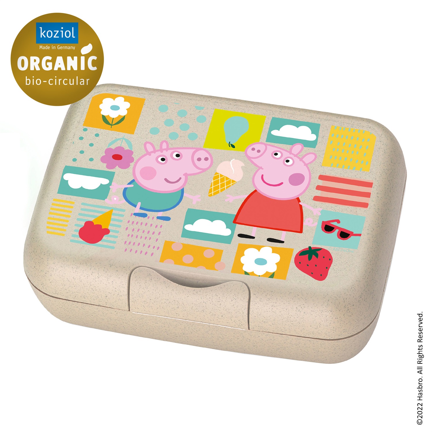 KOZIOL Contenitore Porta Pranzo Candy L Peppa Pig 19x14cm in Plastica Sabbia Organica con Chiusura a Clip