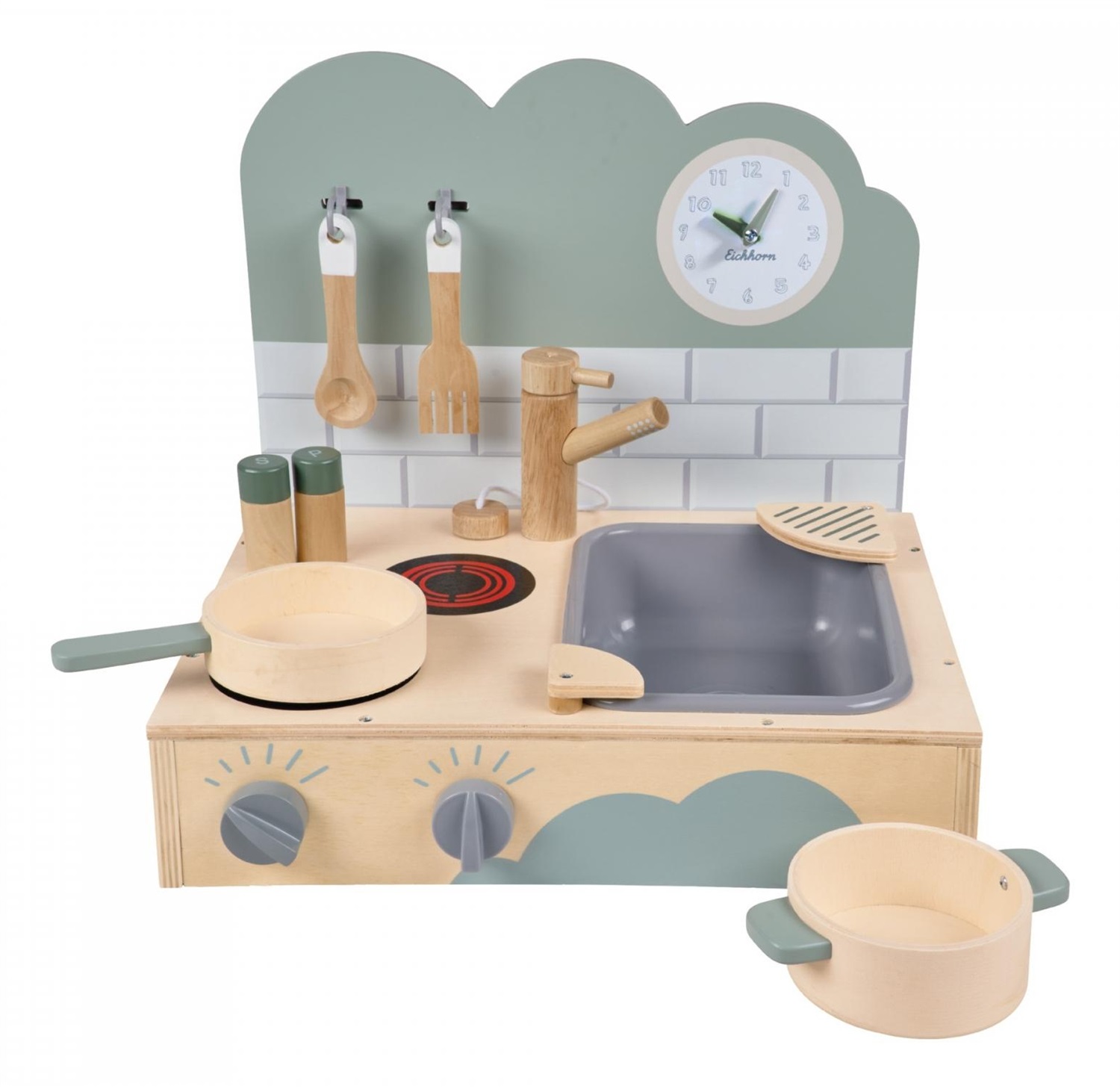 Eichhorn Cucina Giocattolo in Legno da Tavolo con 10 Accessori per Bambini