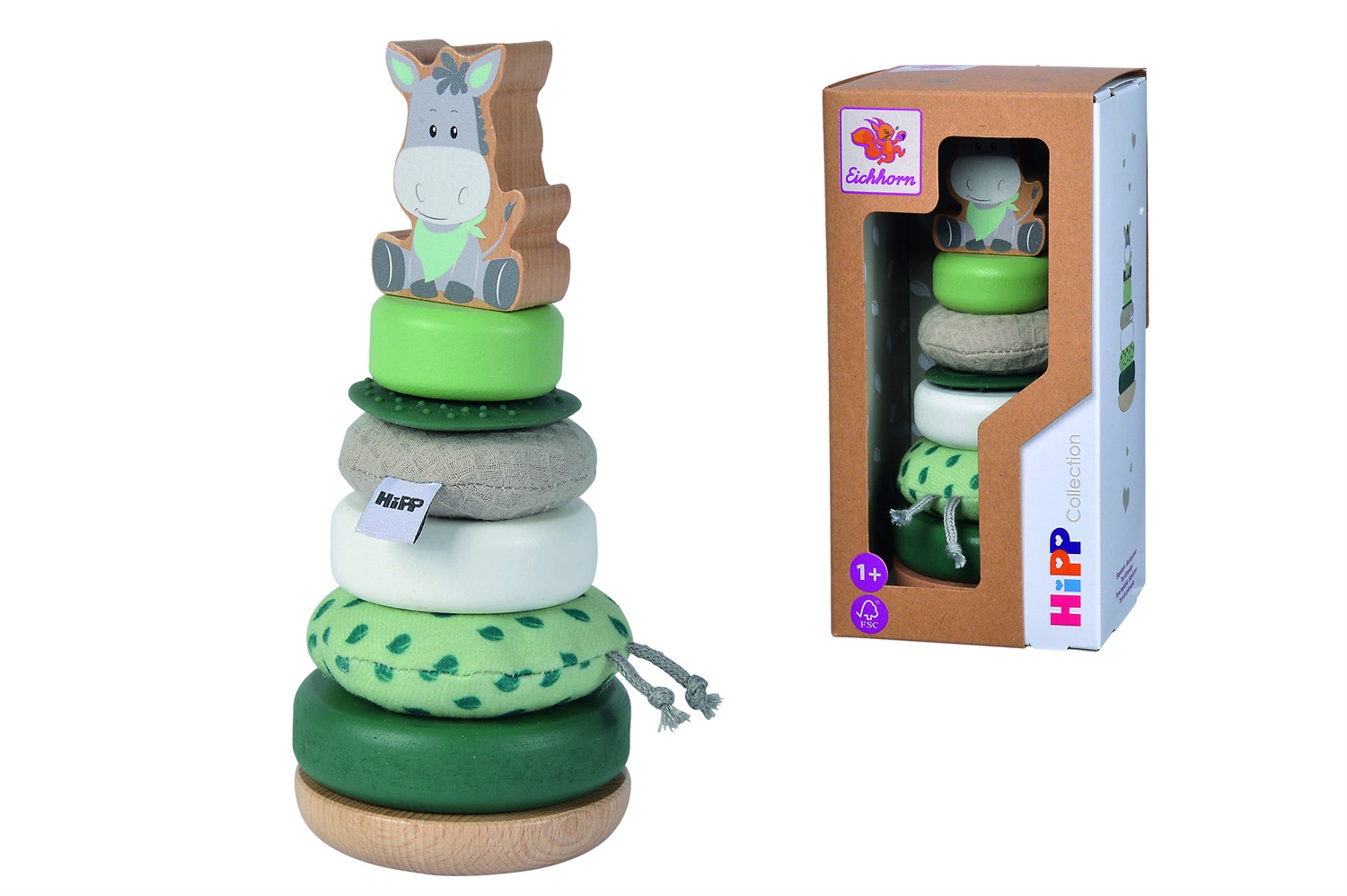 Eichhorn Torre Impilabile Baby Hipp in Legno Multicolore - Giocattolo Educativo per Sviluppo Motorio