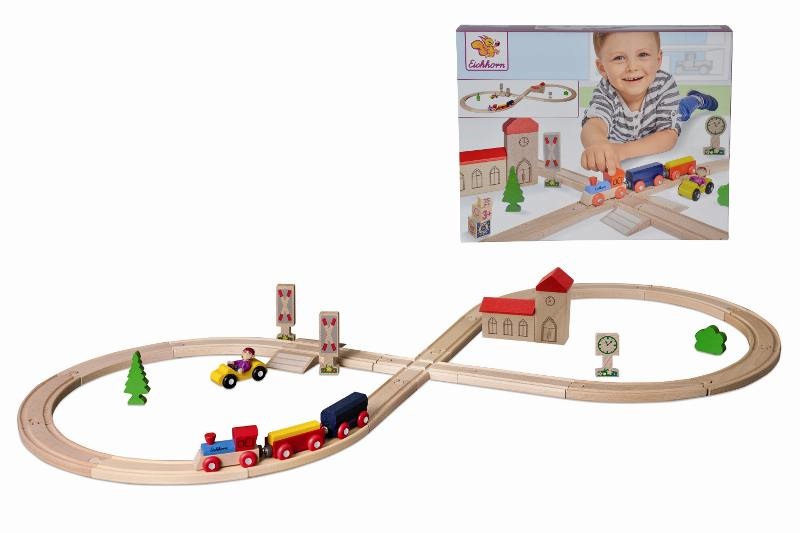Simba Toys Eichhorn Pista Treno in Legno 290 cm con 25 Pezzi Inclusi - Età 3