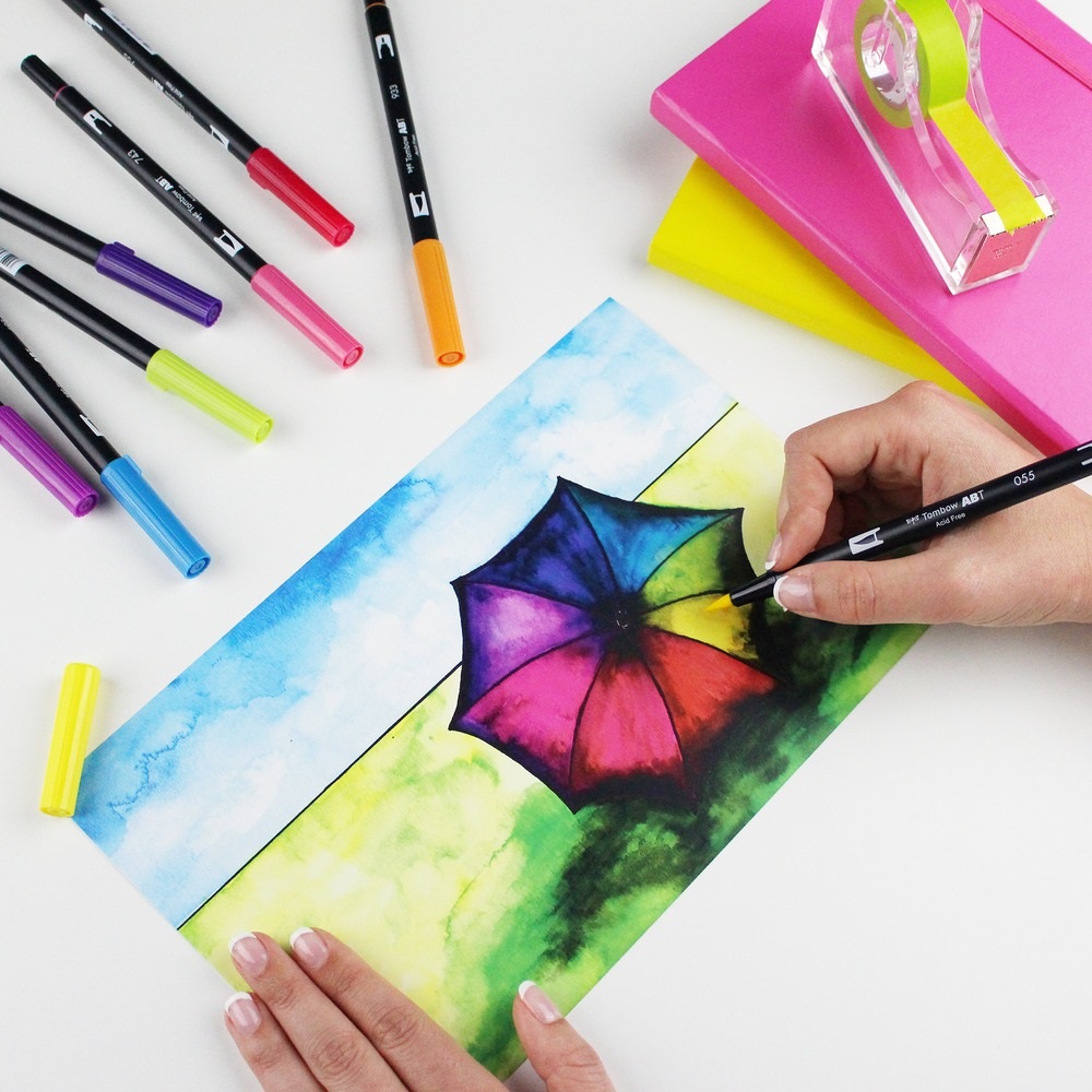 Tombow ABT Dual Brush Pen Set - Pennarelli a Doppia Punta Acquerellabili, Set da 18 Colori Landscape
