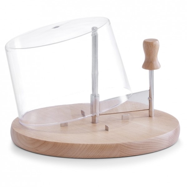 Zeller 25587 Set Affetta Formaggi con Coperchio in Legno e Acciaio Inox, Ø 22,5 x 15 cm