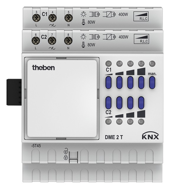 Theben Attuatore Dimmer KNX 2 Canali 400W - Universale per LED e Lampade