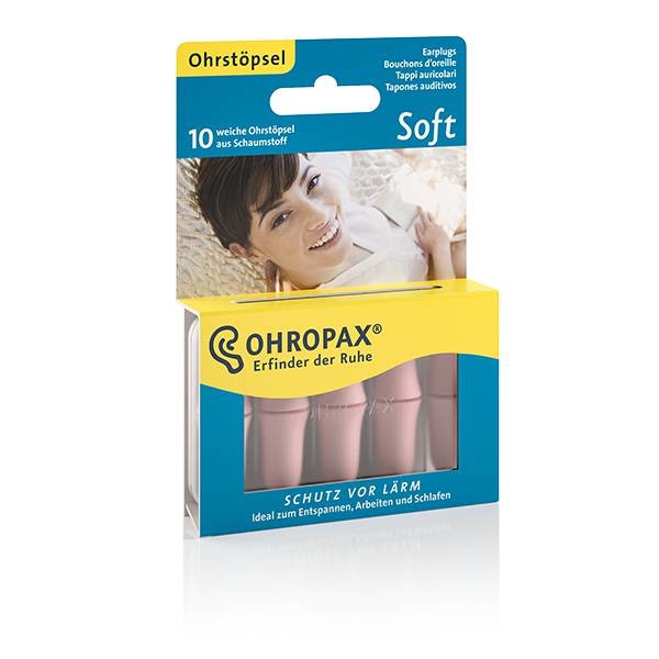 OHROPAX Soft - Tappi Auricolari Anatomici in Schiuma Espansa, 10 Pezzi