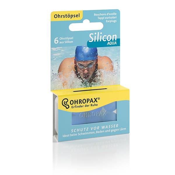 OHROPAX Silicon Aqua - Tappi Auricolari in Silicone Idrorepellenti per Nuotatori, 6 Pezzi