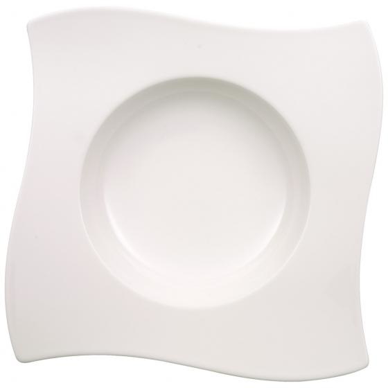 Villeroy & Boch NewWave Piatto Fondo 24 cm Porcellana Premium Bianco - Design Asimmetrico per Zuppe
