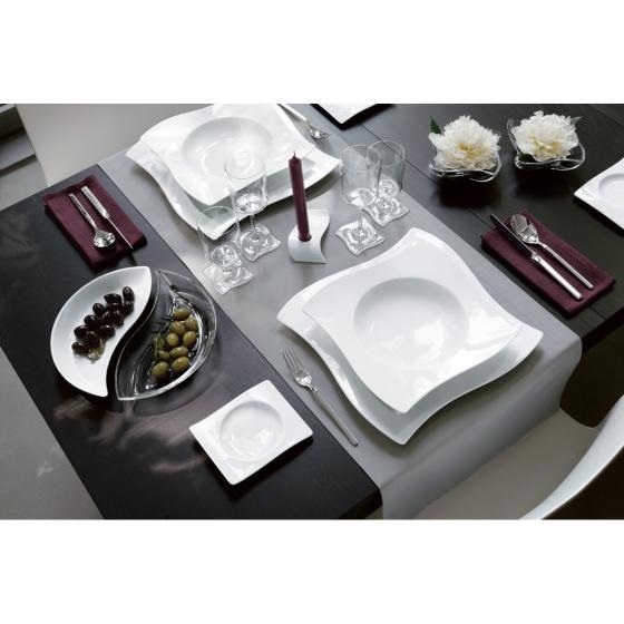 Villeroy & Boch NewWave Piatto Fondo 24 cm Porcellana Premium Bianco - Design Asimmetrico per Zuppe
