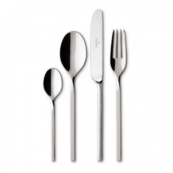 Villeroy & Boch NewWave Set di Posate da Tavola 24 Pezzi in Acciaio Inossidabile Grigio (Argento)