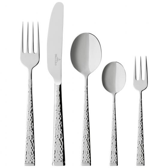 Villeroy & Boch Blacksmith Servizio di Posate per 6 Persone, 30 Pezzi in Acciaio Inox con Manici Martellati