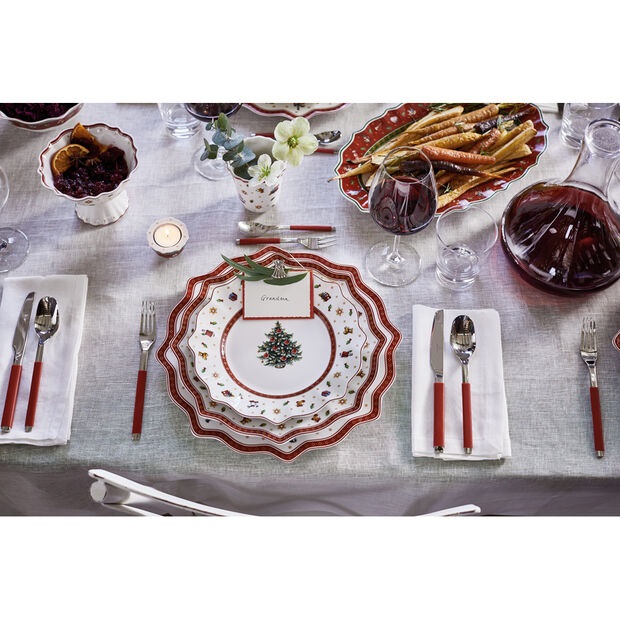 Villeroy & Boch Toy's Delight Piatto Segnaposto 35cm Porcellana Rosso e Bianco, Adatto per Microonde, Decorazione Natalizie