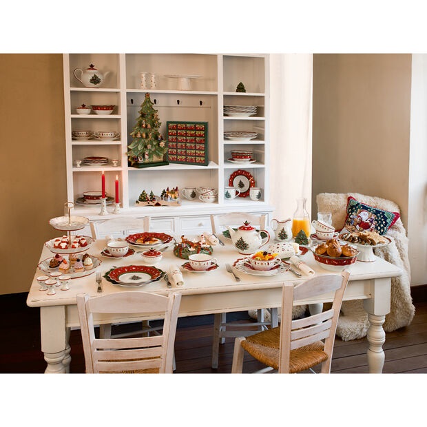 Villeroy & Boch Toy's Delight Piatto Piano Bianco/Rosso 29 cm con Motivi Nostalgici per Tavola di Natale