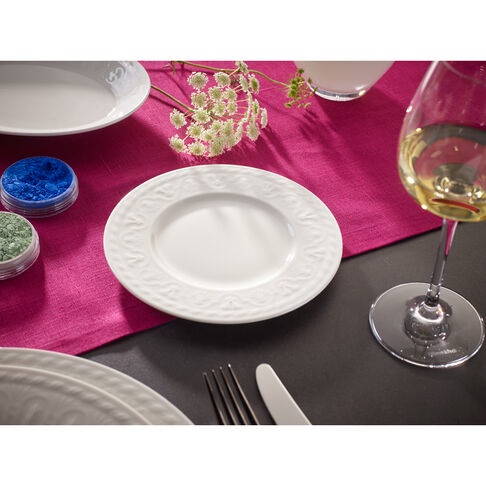 Villeroy & Boch Cellini Piatto per Pane, 18 cm, Porcellana Premium, Bianco - Design Rotondo con Rilievi, Adatto per Microonde e Lavabile in Lavastoviglie