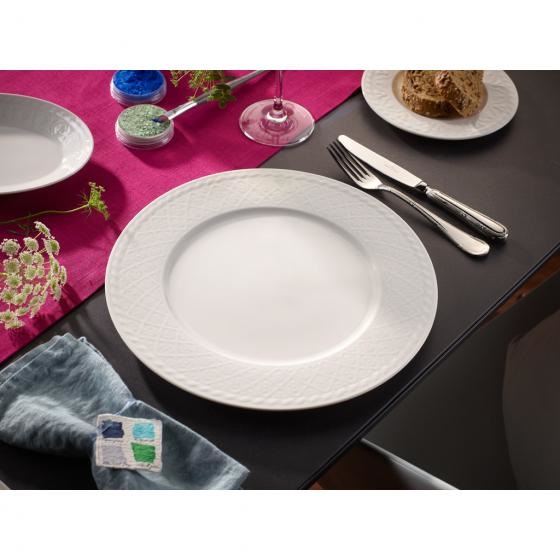 Villeroy & Boch Cellini Piatto Segnaposto Rotondo 31 cm Porcellana Premium Bianco con Rilievi Classici