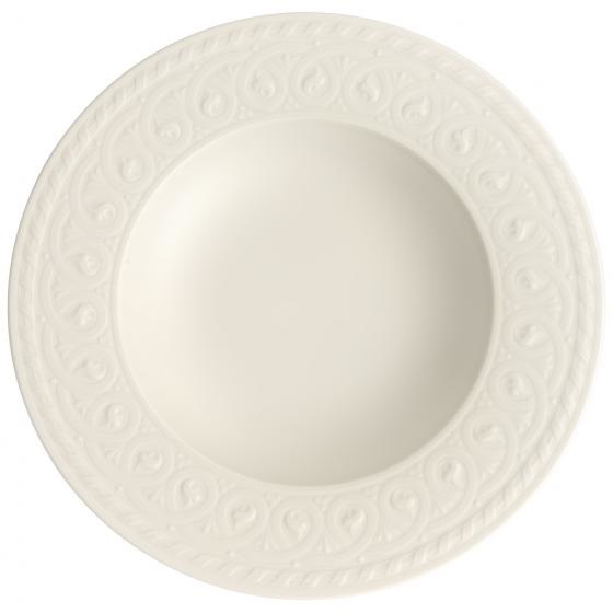 Villeroy & Boch Cellini Piatto Fondo 24 cm in Porcellana Premium Bianco con Rilievi Classici