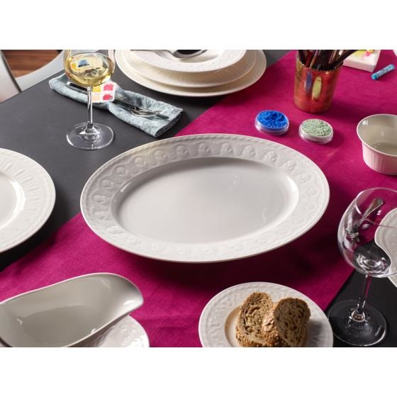 Villeroy & Boch Cellini Vassoio da Portata Ovale in Porcellana Premium 40 cm - Lavabile in Lavastoviglie e Adatto per Microonde