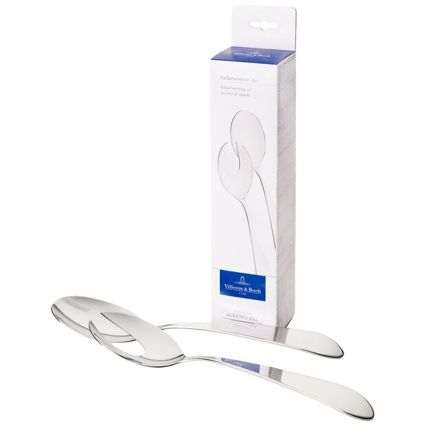 Villeroy & Boch Sereno XXL Set di Posate da Insalata, 2 Pezzi, Acciaio Inox, Eleganza Minimalista, Testa Profonda