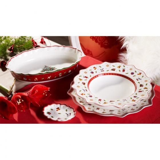 Villeroy & Boch Toy's Delight Piatto Fondo Bianco 26cm con Decorazioni Natalizie, Adatto per Microonde