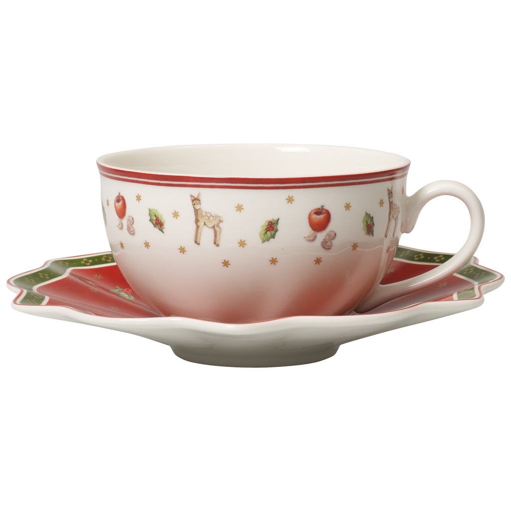 Villeroy & Boch Toy's Delight Tazza da Caffè con Latte 300ml e Piattino 19cm - Porcellana Multicolore per Tavola Natalizia