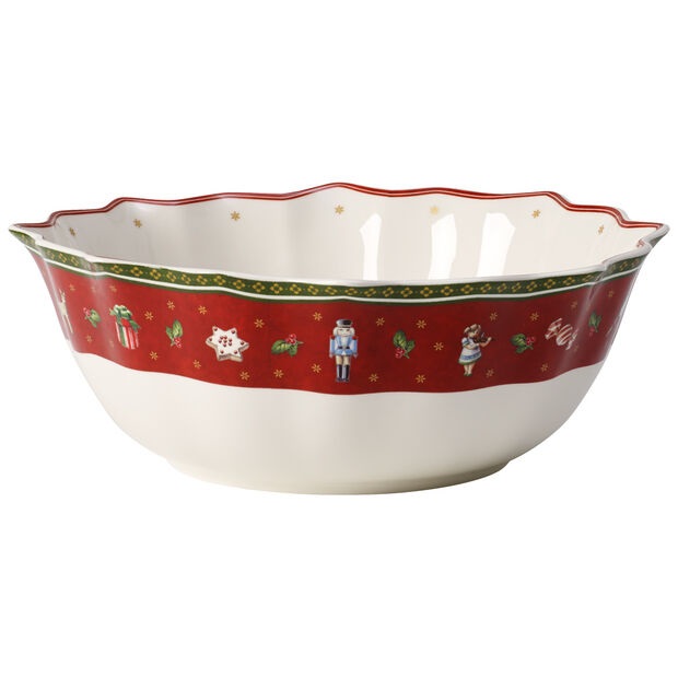 Villeroy & Boch Toy's Delight Insalatiera Media in Porcellana, 25 cm, Bianco/Multicolore, Design Nostalgico per Natale