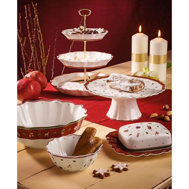 Villeroy & Boch Toy's Delight Insalatiera Media in Porcellana, 25 cm, Bianco/Multicolore, Design Nostalgico per Natale