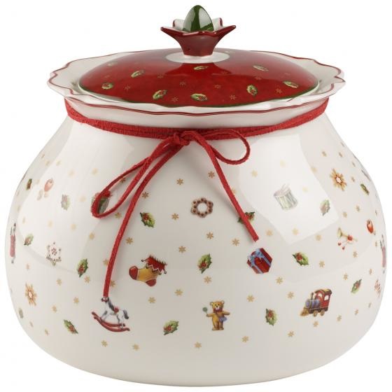 Villeroy & Boch Toy's Delight Barattolo Grande in Porcellana Bianco/Multicolore - 21cm, Design Festoso per Biscotti e Dolci di Natale