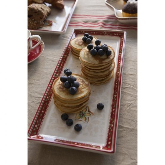 Villeroy & Boch Winter Bakery Delight Piatto Dolci Rettangolare 39x17cm in Porcellana Bianco/Rosso