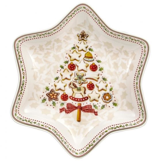 Villeroy & Boch Winter Bakery Delight Coppa a Stella Medio in Porcellana, 27 cm, Rosso - Ciotola Decorativa per Dolci Natalizi