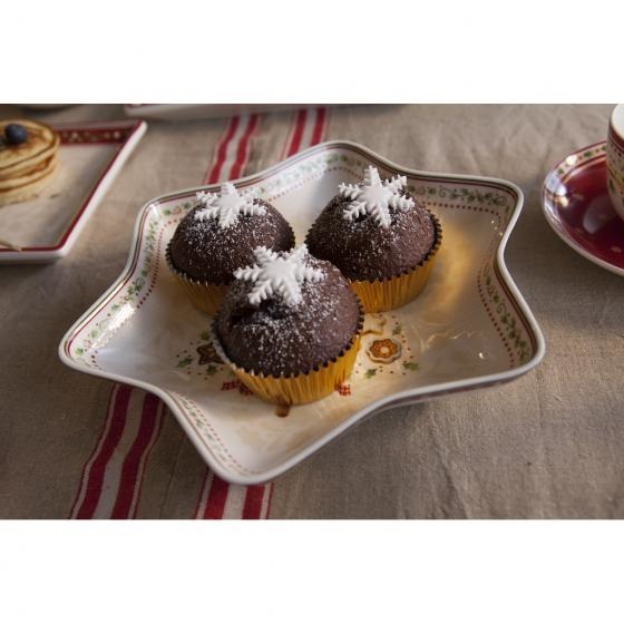 Villeroy & Boch Winter Bakery Delight Coppa a Stella Medio in Porcellana, 27 cm, Rosso - Ciotola Decorativa per Dolci Natalizi