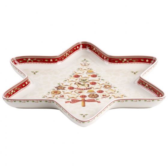 Villeroy & Boch Winter Bakery Delight Coppa a Stella Grande, Porcellana, 37,5x33 cm, Bianco/Rosso (Motivi Natalizi)