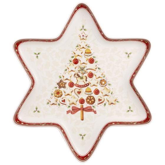 Villeroy & Boch Winter Bakery Delight Coppa a Stella Grande, Porcellana, 37,5x33 cm, Bianco/Rosso (Motivi Natalizi)