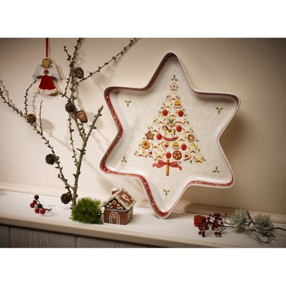 Villeroy & Boch Winter Bakery Delight Coppa a Stella Grande, Porcellana, 37,5x33 cm, Bianco/Rosso (Motivi Natalizi)