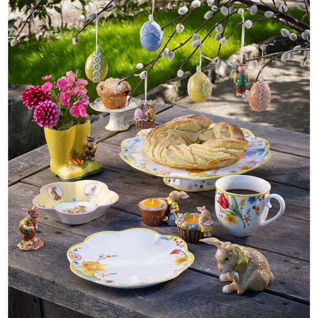 Villeroy & Boch Spring Awakening Vassoio per Uova in Porcellana Premium con Design Floreale, 20 cm, Fino a 7 Uova, Adatto per Microonde