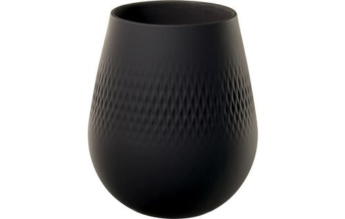 Villeroy & Boch Vaso Carré Piccolo 14cm in Porcellana Nero - Superficie Opaca e Struttura Appariscente